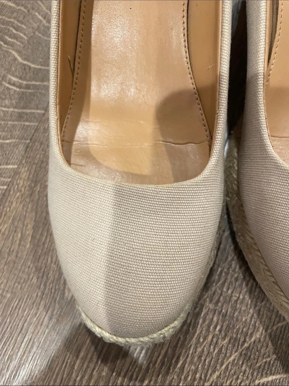 J. Crew Cream Canvas Espadrille Wedge Pumps